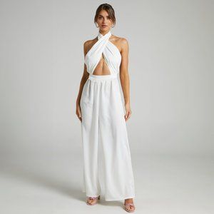 NEW JUMPSUIT IN WHITE SATIN (never been worn)